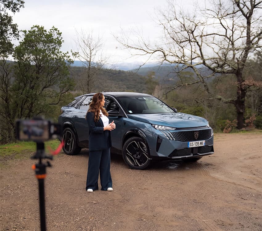 An influencer marketing a car for Motor Socials