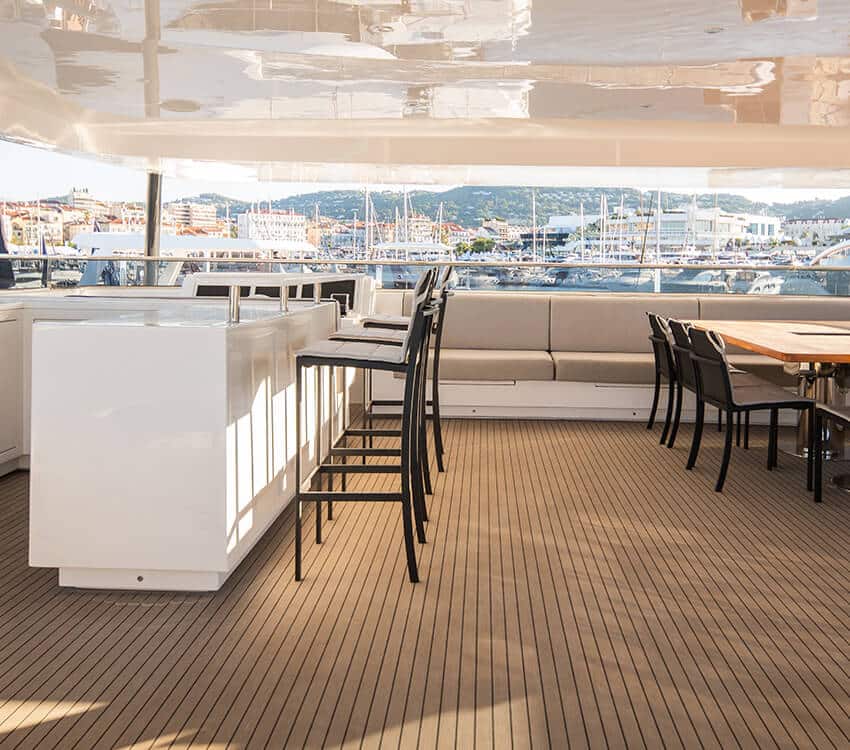 Beautiful landscape from inside a yacht