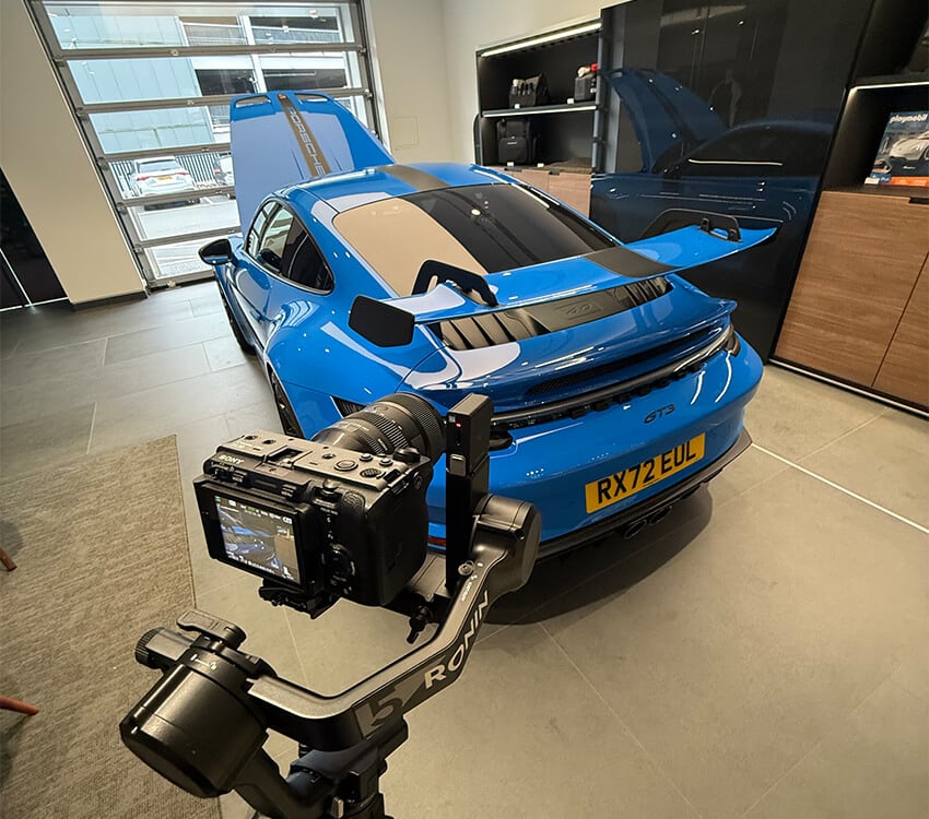 Motor Socials Filming Content at Porsche Dealership